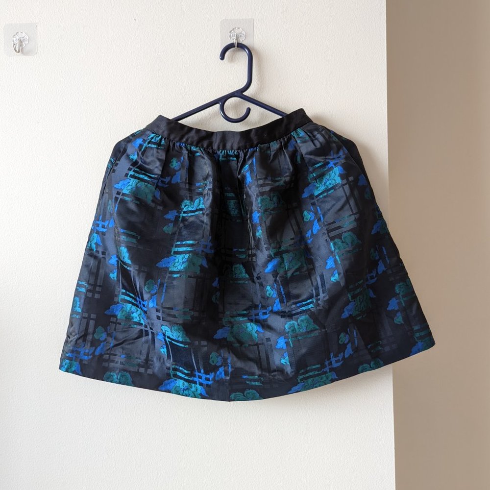 J Crew Satin Skirt w pockets in Blue & Green Plaid; Petit 0 A Line; LIKE NEW!